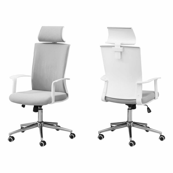 Daphnes Dinnette High Back Grey Fabric Executive Office Chair, White DA2618214